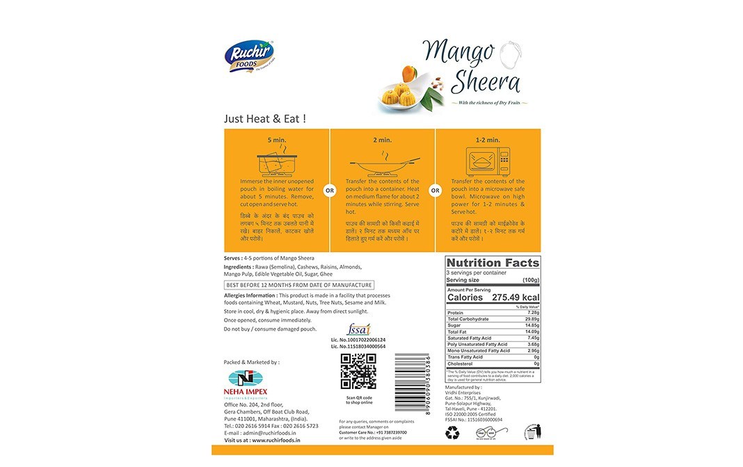 Ruchir Foods Mango Sheera    Box  300 grams